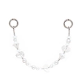Fresh heart beaded charm with white pearls and clear acrylic heart for bags or phones - White Faux Pearl Transparent Heart Style (YS-A250035A)