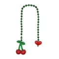 Beaded cherry and heart charm for bags with green stones and gold accents - Green Beaded Cherry Heart Style(YS-A250050A)