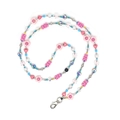 Sweet pink bear and floral beaded phone strap with iridescent pearls in Y2K style - Sweet Dream Bear Party (YS-A250060A)