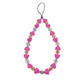Rainbow bead phone wrist strap with pink heart and iridescent charms for cameras - Pink Phantom Color Style (SZ-A250015B)