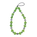 Green heart beaded phone wrist strap with crystal clear multifaceted acrylic charms - Grass Green Fresh Style (SZ-A250015C)