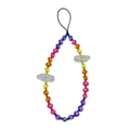 Rainbow beaded phone strap with translucent pastel beads and cute white clouds - Rainbow Cloud Beads Style (SZ-A250016A)