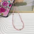 Schicke Handykette aus rosa mattierten Perlen mit durchscheinenden Schmetterlingsanhängern - Rosa Stil (SZ-A250017B)
