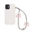 Cinturino per telefono con farfalla in cristallo rosa con perline e accenti argento - Stile Farfalla in Cristallo Rosa (SZ-A250023A) / SZ-A250023A