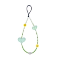 Rainbow smiley face phone charm with green acrylic heart beads for girls' wrist - Green And White Beads Green Heart Style (SZ-A250020D)