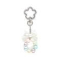 Portachiavi natalizio dolce con chiusura a fiore d'argento e perle macaron colorate - Stile Macaron Multicolore (YS-A250101B)
