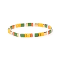 Dettaglio del bracciale di perline Tila colorate con quadrati gialli, verdi e dorati - Tonalità Giallo Verde Arancio Bianco Oro (BR1039-H)