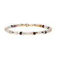 Elegant freshwater pearl beaded bracelet with colorful gemstones and gold-plated clasp - Amazonite
