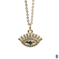 Gold evil eye necklace with pavé crystal accents and a central blue sapphire stone - Deep Blue Round Pave Style (NE1454-B)