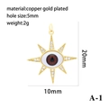 Macro shot of evil eye star pendant showing gold-plated copper finish and 20mm dimensions - Octagram Brown Eye Pendant Only (A-1)