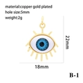 Macro detail of 18K gold-plated Evil Eye resin pendant with eyelashes and dimensions - Classic Gold Eyelash Dark Blue Eye Pendant Only (B-1)