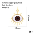 18K gold plated resin evil eye pendant 18x22mm with detailed technical specifications - Classic Gold Eyelash Reddish Brown Eye Pendant Only (B-4)