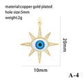Macro view of gold plated evil eye charm with blue resin eye and white zircon details - Octagram Blue Eye Pendant Type Three (A-4)