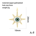Detailed size specifications for a gold plated evil eye pendant featuring dimensions and weight - Octagram Green Eye Pendant Only (A-5)