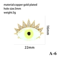 Detailed view of evil eye jewelry pendant connector with dimensions and weight specs - Light Yellow Pupil Style (P00464-A-6)