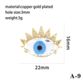 Detailed size specifications for the cubic zirconia evil eye pendant in gold-plated copper - Blue Pupil Style (P00467-A-9)