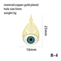 Detail view of gold-plated copper evil eye pendant with dimensions 25mm by 16mm - Teardrop Green Eye White Base Pendant Only (B-4)