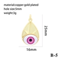 Macro detail of tear-drop evil eye pendant with 25mm height and gold-plated finish - Teardrop Pinkish Purple Eye Ray Pendant Only (B-5)