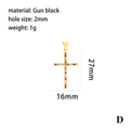 Macro view of gold-plated cross pendant with colorful zircon stones and dimensions - Cross Pendant (P00061-D) / Multicolor Zirconia