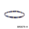 Detail of colorful Tila beaded bracelet with blue-grey tiles and golden metal spacers - Gray Blue Red Vein Style (BR0879-H)