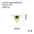 Detailed size chart for 18K gold plated triangle evil eye pendant with green stone - Gold Triangle Textured Green Eye Pendant (A-4)