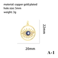 Colgante de Ojo Turco en cobre bañado en oro 18K con circón blanco y agujero de 5mm - Ojo del Diablo Hueco (P03156)
