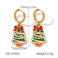 Size specifications for gold plated stainless steel green Christmas tree dangle earrings - Christmas Tree with Bow Style (OD-E11015)