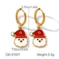 Detailed view showing Santa Claus charms on 18k gold plated stainless steel earrings - Santa Claus Head Style (OD-E11017)