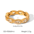 Detailed view of gold stainless steel ring with pear-shaped cubic zirconia stones - Size 7 / Pear Style (OD-R30604-7)