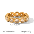 Detailed view of 18K gold plated eternity band with cubic zirconia in bezel setting - Size 6 / Round Style (OD-R30605-6)