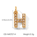 Close-up of 18k gold-plated letter H pendant with pavé cubic zirconia inlay details - Letter H (OD-N40727-H)