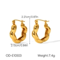 Detailed view of gold twisted hoop earrings with dimensions 2.21cm height and 2.15cm width - Gold Twisted Rope Hoop Earrings XZ-E10503