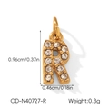 Detailed view of 18k gold letter R pendant with dimensions 0.96cm and white zircons - Letter R (OD-N40727-R)