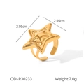 Detailed view of adjustable star ring showing 7.0g weight and 2.95cm dimensions - 3D Star Style (XZ-R30233) / Gold