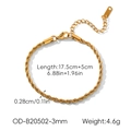 Detail of 18K gold stainless steel rope chain bracelet with lobster clasp and extender - 3mm Thick Rope Bracelet (OD-B20502-3mm)