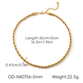Detailed view of 18K gold-plated rope chain necklace with dimensions and lobster clasp - 5mm Thick Rope Necklace (OD-N40756-5mm)