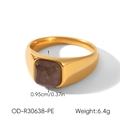 Detailed close-up of a gold signet ring featuring a square purple amethyst gemstone - Purple Square (OD-R30638-PE)