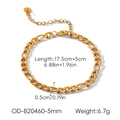 Détail du bracelet Figaro en acier inoxydable doré 18K avec dimensions de longueur - Bracelet Figaro 5mm (OD-B20460-5mm)