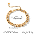 Détail de la chaîne Figaro en acier inoxydable plaqué or 18K avec rallonge 18cm plus 5cm - Bracelet Figaro 7mm (OD-B20460-7mm)