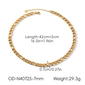 Detaillierte Maße der 18K Gold Edelstahl Figaro-Kette mit 7mm Breite und Größenangaben - 7mm Figarokette Halskette (OD-N40725-7mm)