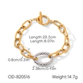 Detail of two-tone stainless steel chain bracelet with OT clasp and textured silver ring - Two-Tone Circle Link Bracelet (XZ-B20516)