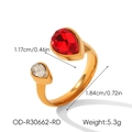Dettagli delle dimensioni dell'anello dorato con pietre rossa e chiara a goccia, 5,3g - Pera Rossa (OD-R30662-RD)