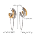 Detailed macro view of two-tone gold and silver C-shape chain drop earrings for women - Two-Tone Gold and Silver (OD-E11051-GS)