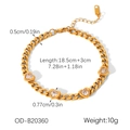 Detailed view of golden Cuban link bracelet with four heart-shaped zircon crystal pendants - Heart Cuban Chain Style (OD-B20360)
