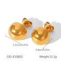 Detailopname van de gouden boloorbellen met gedetailleerde afmetingen en gewichtsspecificaties - Dubbele Bol Oorknopjes (OD-E10803)