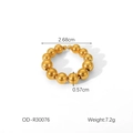 Detailweergave van 18k vergulde kralen open ring met 2,68 cm diameter afmeting - Minimalistische Open Ring met Kralen (OD-R30076)