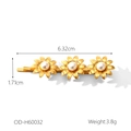 Spécifications de taille pour la barrette à cheveux tournesol dorée avec perles de 6,32 cm - Style Triple Marguerite Perle (OD-H60032)