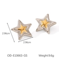 Star-shaped 18K gold and silver two-tone stainless steel earrings for fashion women - Two-tone Layered Star Studs (OD-E10663-GS)