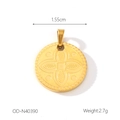 Détail d'un pendentif en émail doré de 1,55 cm avec motif floral et croix en relief - Style Rond Relief Croix Florale (OD-N40390)