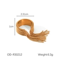 Dettaglio dell'anello a nappe dorato largo 1 cm con misure di dimensioni e peso - Stile Tutto Oro (OD-R30212)